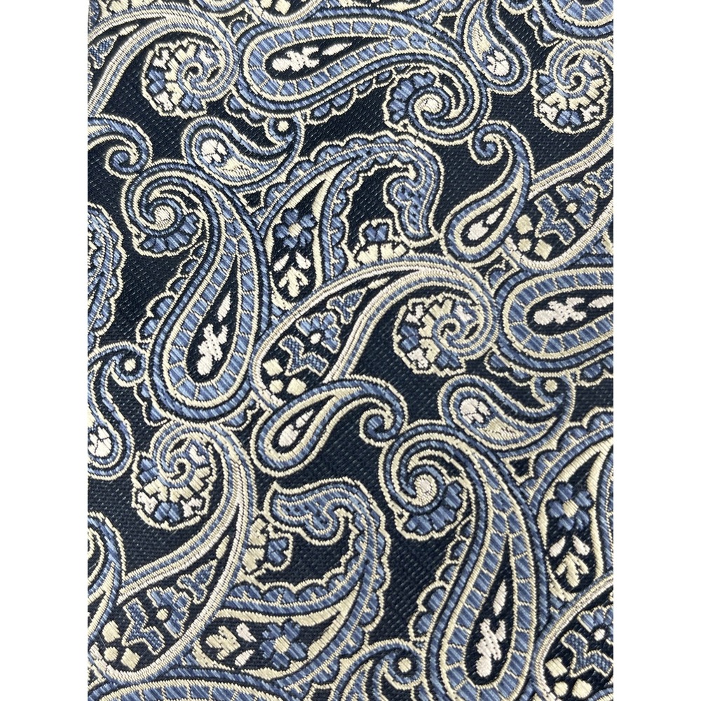 Platinum Designs Men's Necktie 3 1/4" x 58" Designer Black Gold Paisley Handmade - Picture 2 of 11